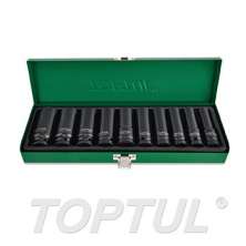 SIZE(inch) 10PCS -1/2" DR. 6PT Flank Deep Impact Socket Set (SAE) 0