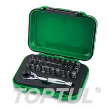 31PCS 1/4" Hex Driver Mini Ratchet Bit Set 0