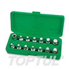 14PCS 3/8" DR. Master Oil Drain Plug Key Set 0